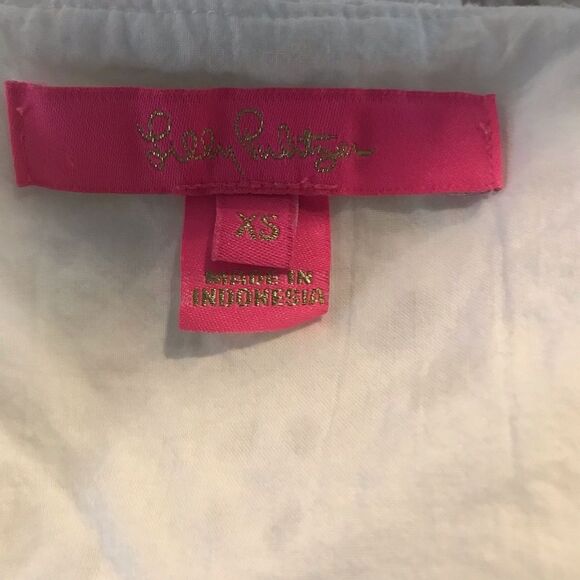 Lilly Pulitzer Lina Eyelet Blouse Size XS Resort White Beach Paradise Eyelet - Picture 7 of 11